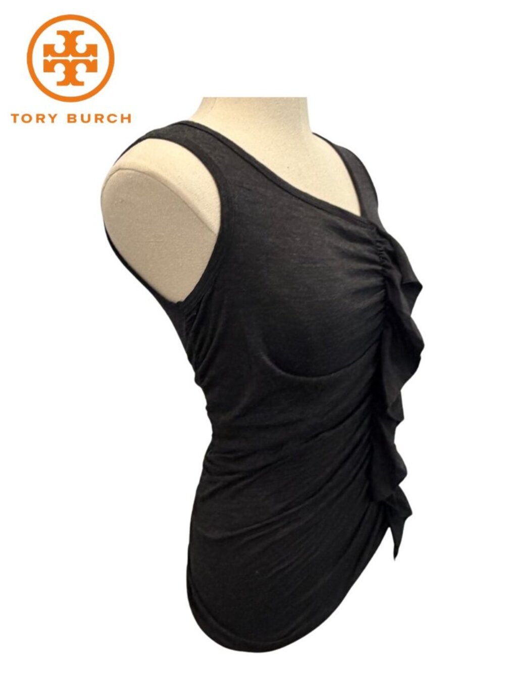 Tory Burch Black Ruffle Sleeveless Knit Top Women's XS - Picture 6 of 8
